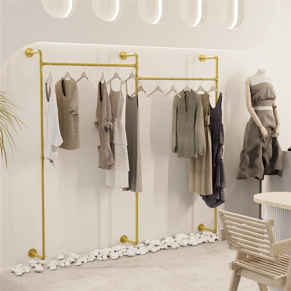 Industrial Pipe Wall-Mounted Clothing Rack