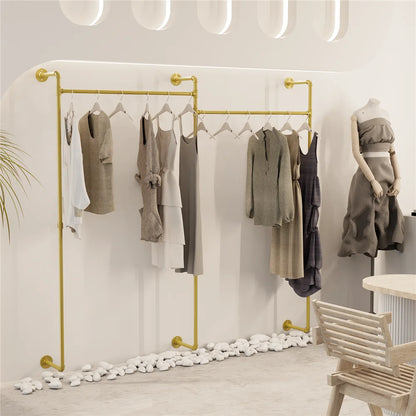 Industrial Pipe Wall-Mounted Clothing Rack