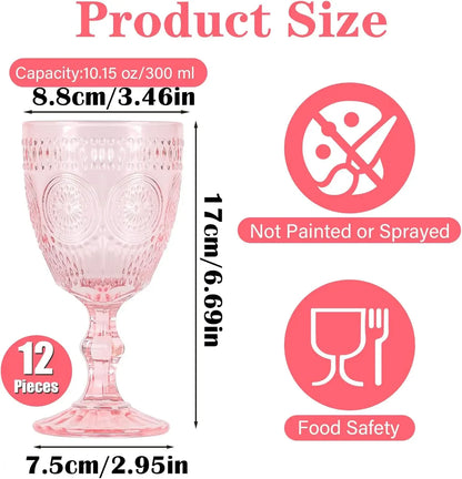 Vintage Wine Glasses, Set of 12 Goblets