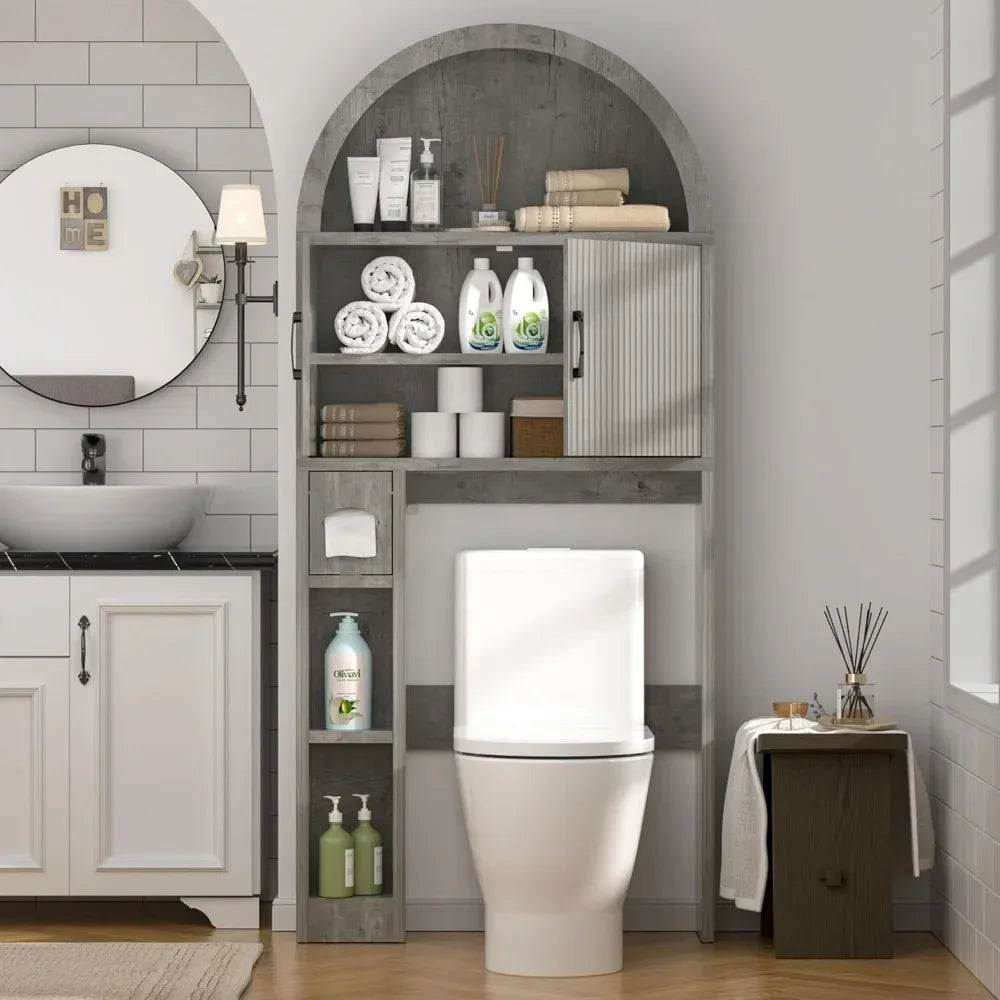 Freestanding Arched Bathroom Storage Cabinet