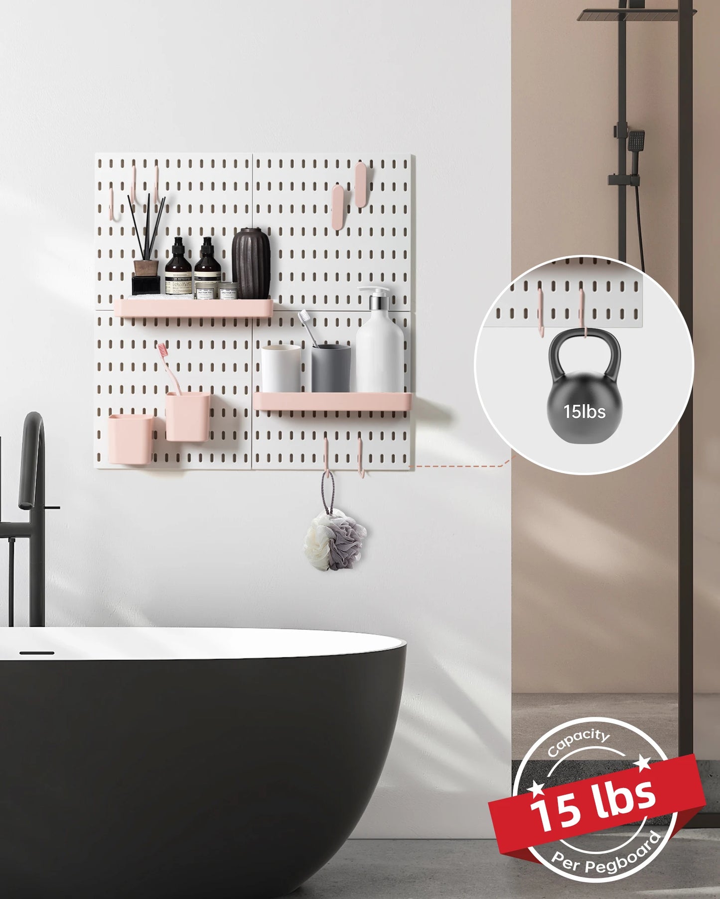 Pink Pegboard Wall Organizer Kit