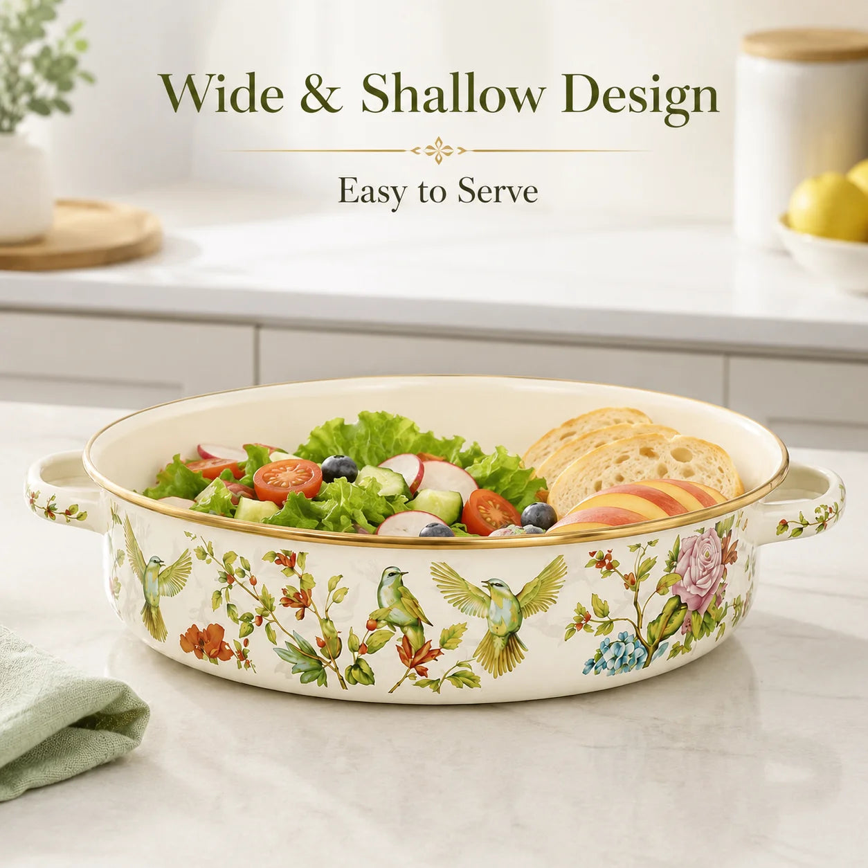 Vintage Floral Enamel Pie Pan