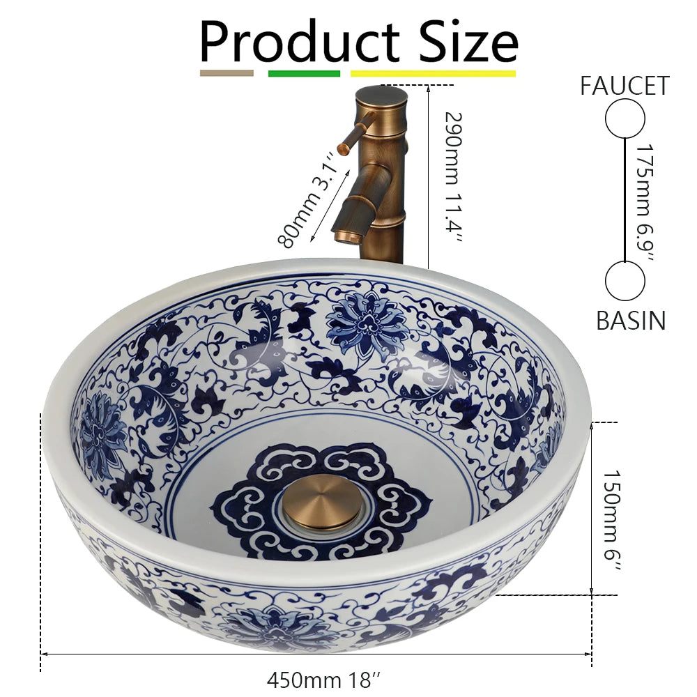 Ceramic Bathroom Vessel Sink & Faucet Combo