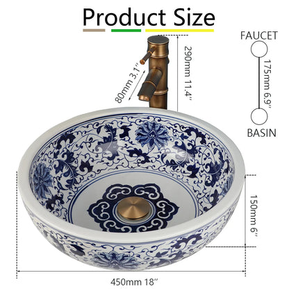 Ceramic Bathroom Vessel Sink & Faucet Combo