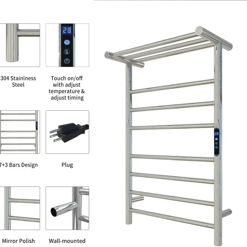 Smart WiFi Heated Towel Rack | Wall Mounted Stainless Steel Towel Warmer