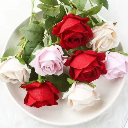 Velvet Artificial Rose Stems | Realistic Silk Flowers for Wedding & Home Décor