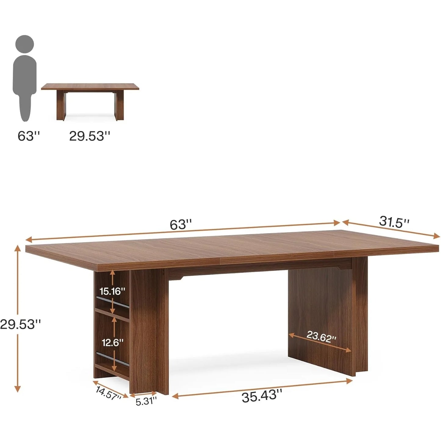 63-Inch Modern Executive Computer Desk with Storage