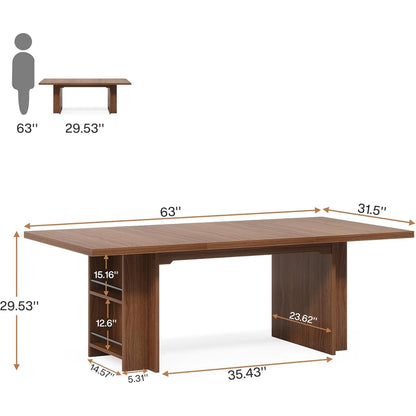 63-Inch Modern Executive Computer Desk with Storage