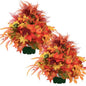 20" Artificial Fall Pumpkin & Maple Leaf Potted Plant | Autumn Outdoor Decor