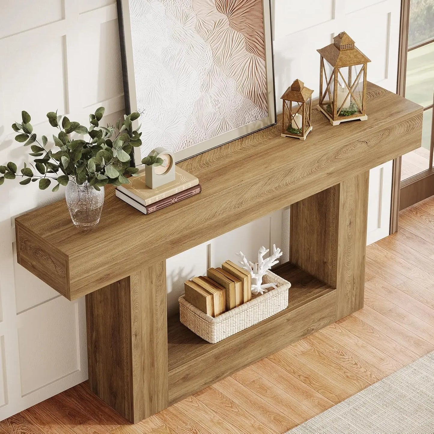Farmhouse Style Wooden Console Table