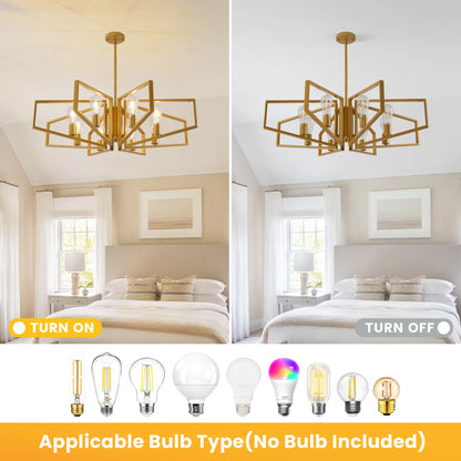 Modern 8-Light Geometric Chandelier