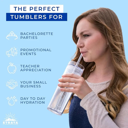 Reusable Double-Wall Clear Tumbler Set with Lids and Straws