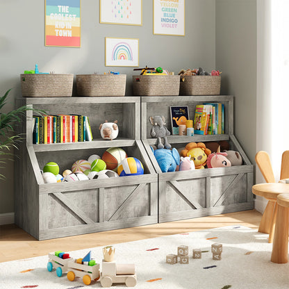 Wooden Kids Bookshelf & Toy Storage Organizer