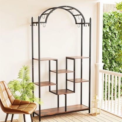 Creative 5-Tier Plant Stand with Hanging Hooks
