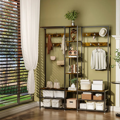 Industrial Hall Tree with Shoe Bench