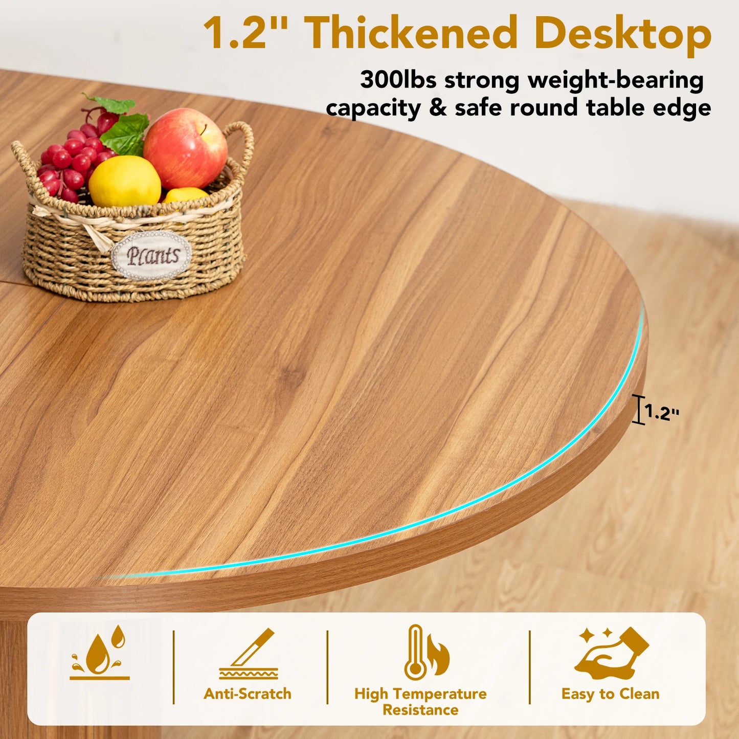 Extendable Round Dining Room Table with Storage