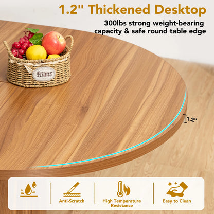 Extendable Round Dining Room Table with Storage