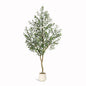 7-Foot Artificial Olive Tree with White Planter | Realistic Faux Silk Indoor Tree