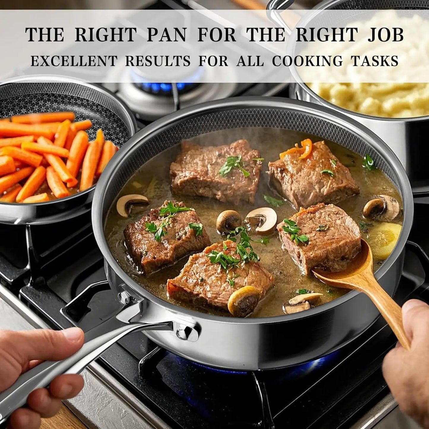 14-Piece Stainless Steel Cookware Set with Steamer Basket | Non-Toxic Pots & Pans