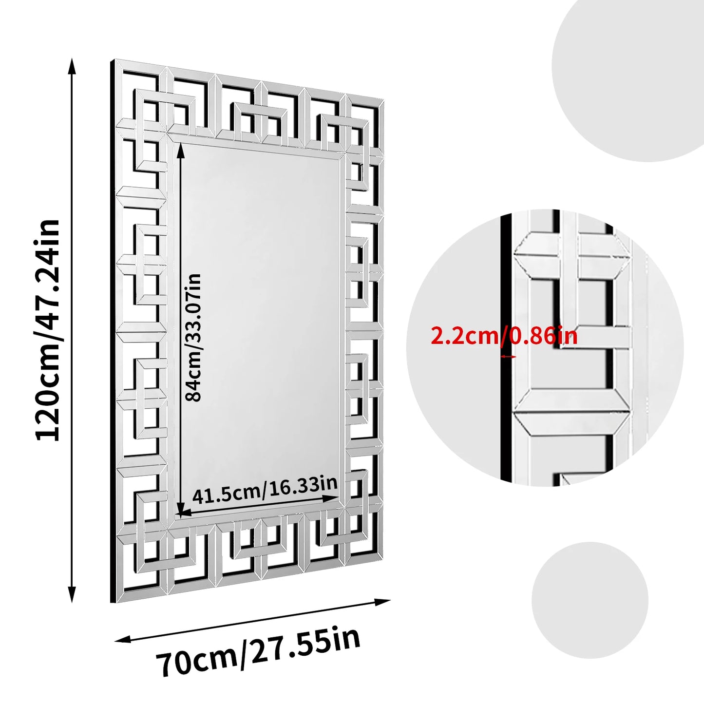 Silver Venetian Art Mirror with Beveled Glass Edge