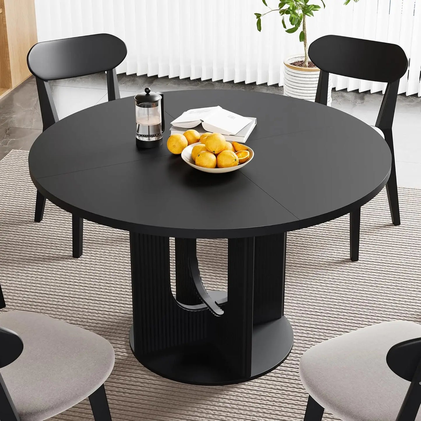Farmhouse Style Dining Room Table with Pedestal Base