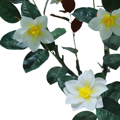 Artificial Magnolia Tree in Pot | Realistic Faux Flowering Plant for Home Décor