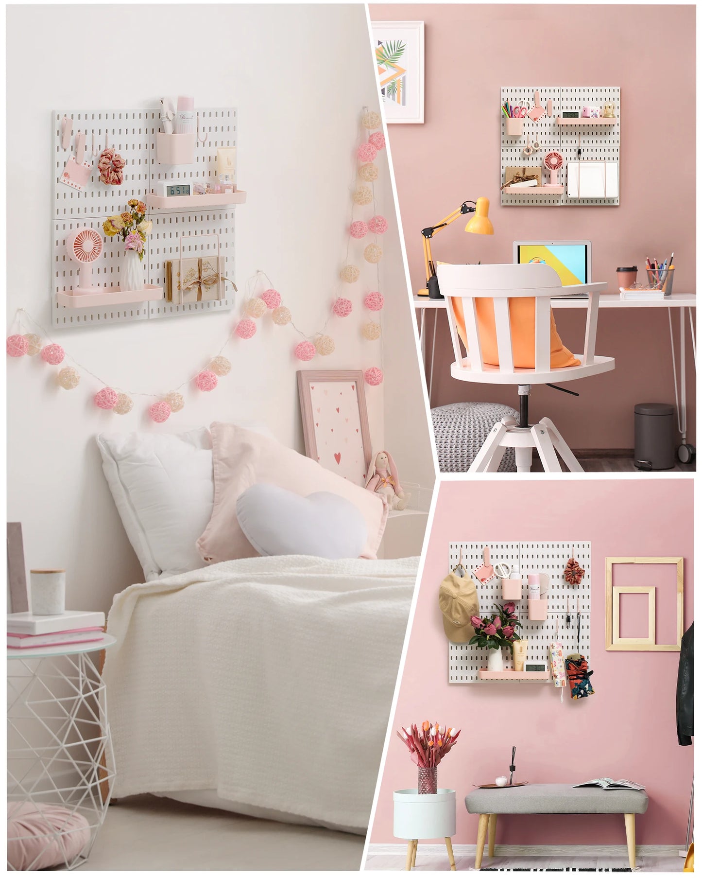 Pink Pegboard Wall Organizer Kit
