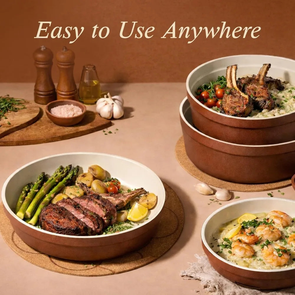 Ceramic Cookware Set with Removable Handles