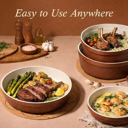 Ceramic Cookware Set with Removable Handles