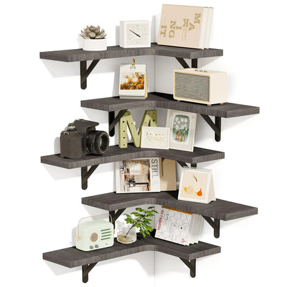 Uniquely Designed Rustic Wood Corner Shelves