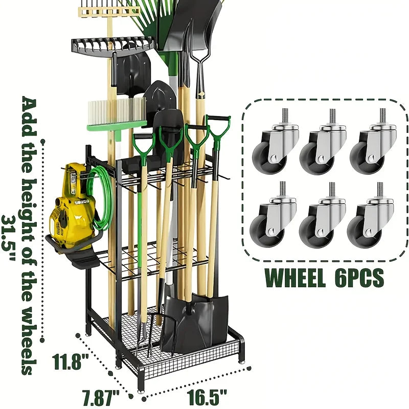 Sturdy Metal Garden Tool Rack