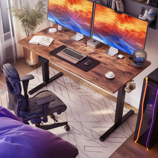63" Electric Standing Desk | Height Adjustable Sit-Stand Computer Workstation