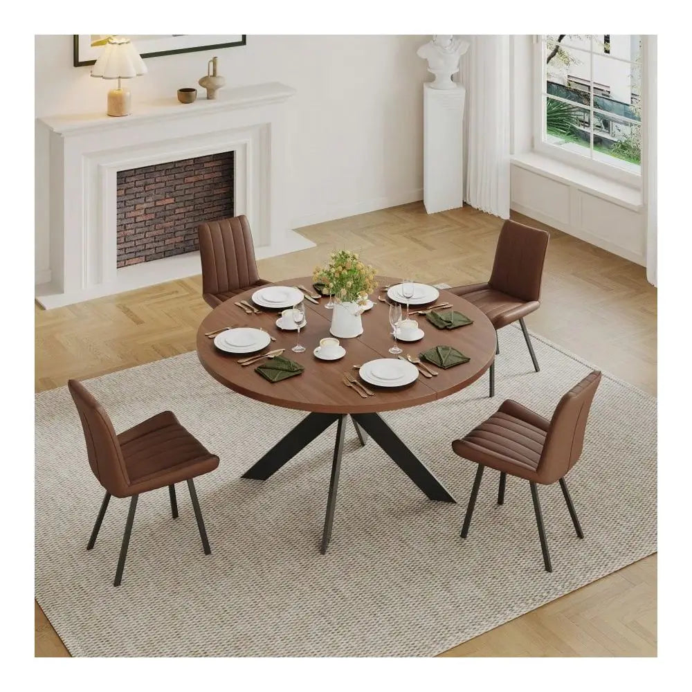 Brown Dining Chairs Set of 2 | Cushioned Faux LeatherChairs