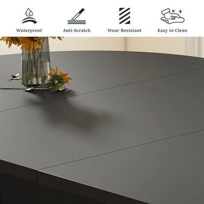 Expandable Dining Room Table with Fluted Base