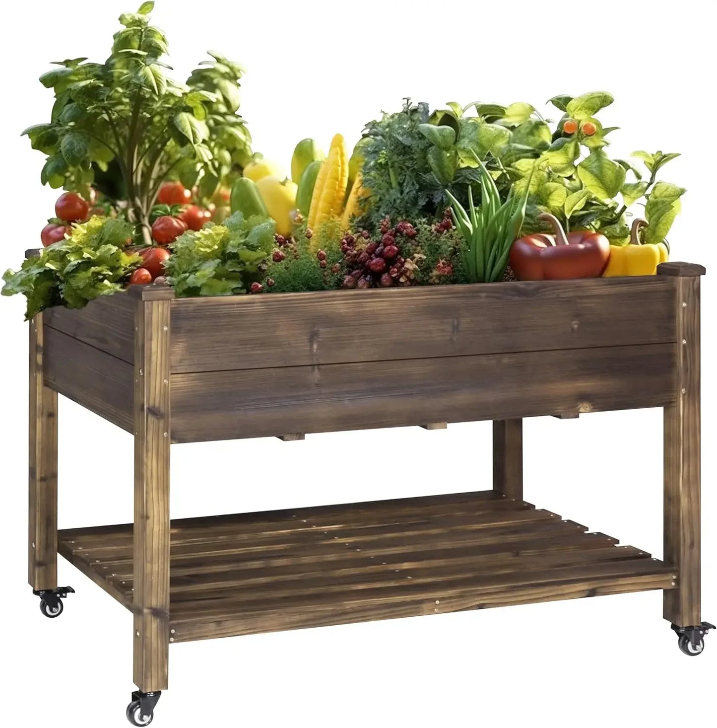 Elevated Cedar Garden Bed with Wheels
