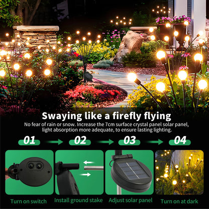 Solar-Powered Firefly LED Decorative Lights