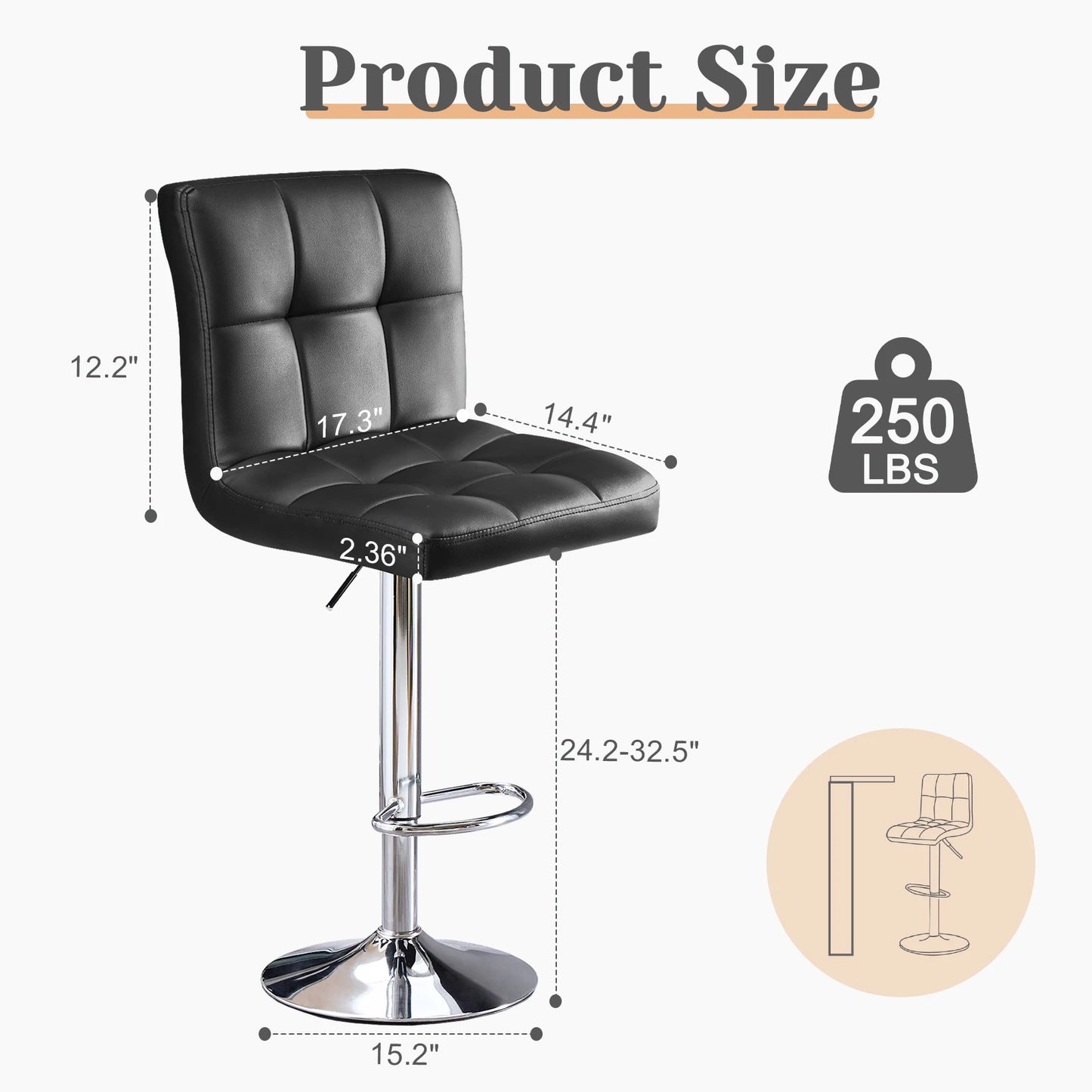 Faux Leather Counter Height Bar Stools
