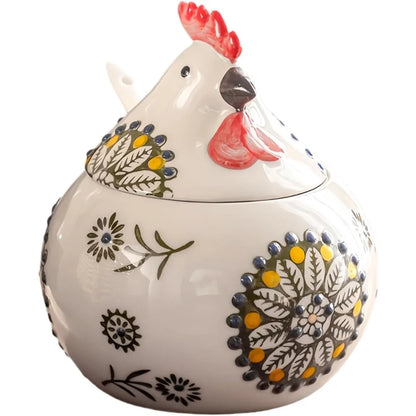 Ceramic Salt Cellar with Lid and Spoon