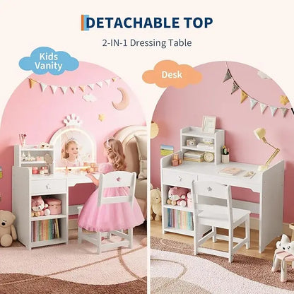 Princess Vanity with Lights, Toddler Desk & Chair Set