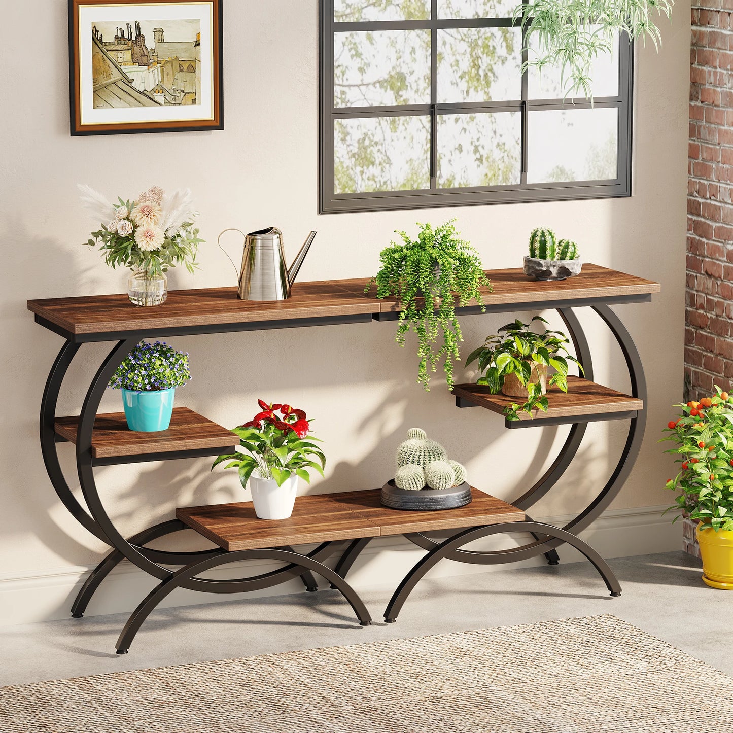 Rustic C-Shaped Side Table