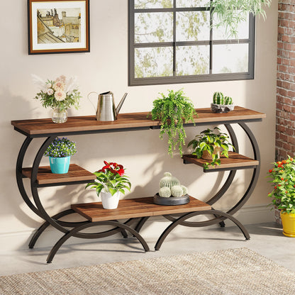 Rustic C-Shaped Side Table