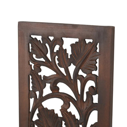 Handmade Carved Wooden Acanthus Wall Décor | 36" Brown Floral Leaf Wall Art