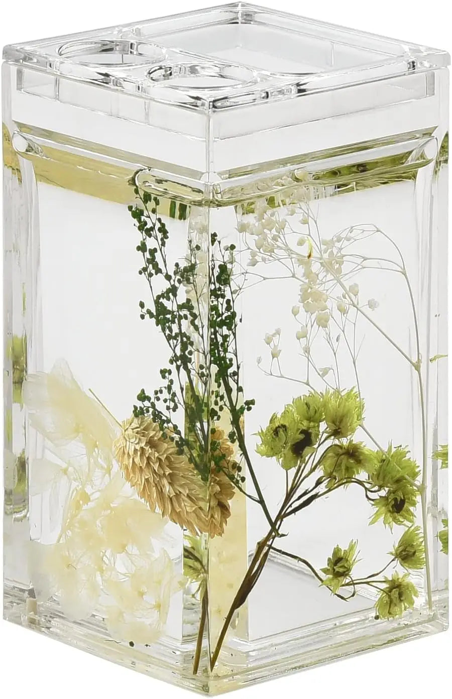 5-Piece Acrylic Bathroom Accessory Set | Botanical Soap Dispenser & Toothbrush Holder