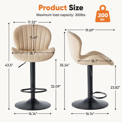 Set of 2 Modern 360° Swivel Adjustable Bar Stools