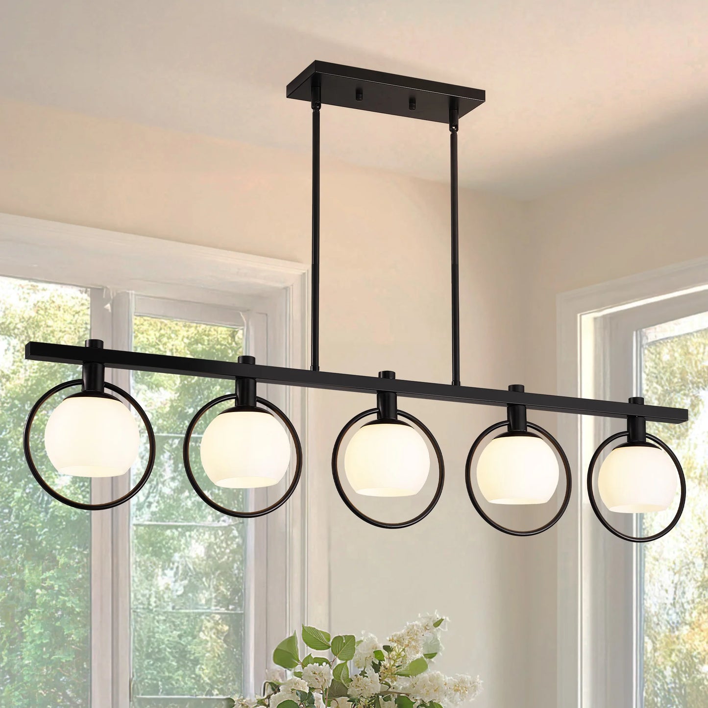 Modern 5-Light Chandelier with Glass Shades