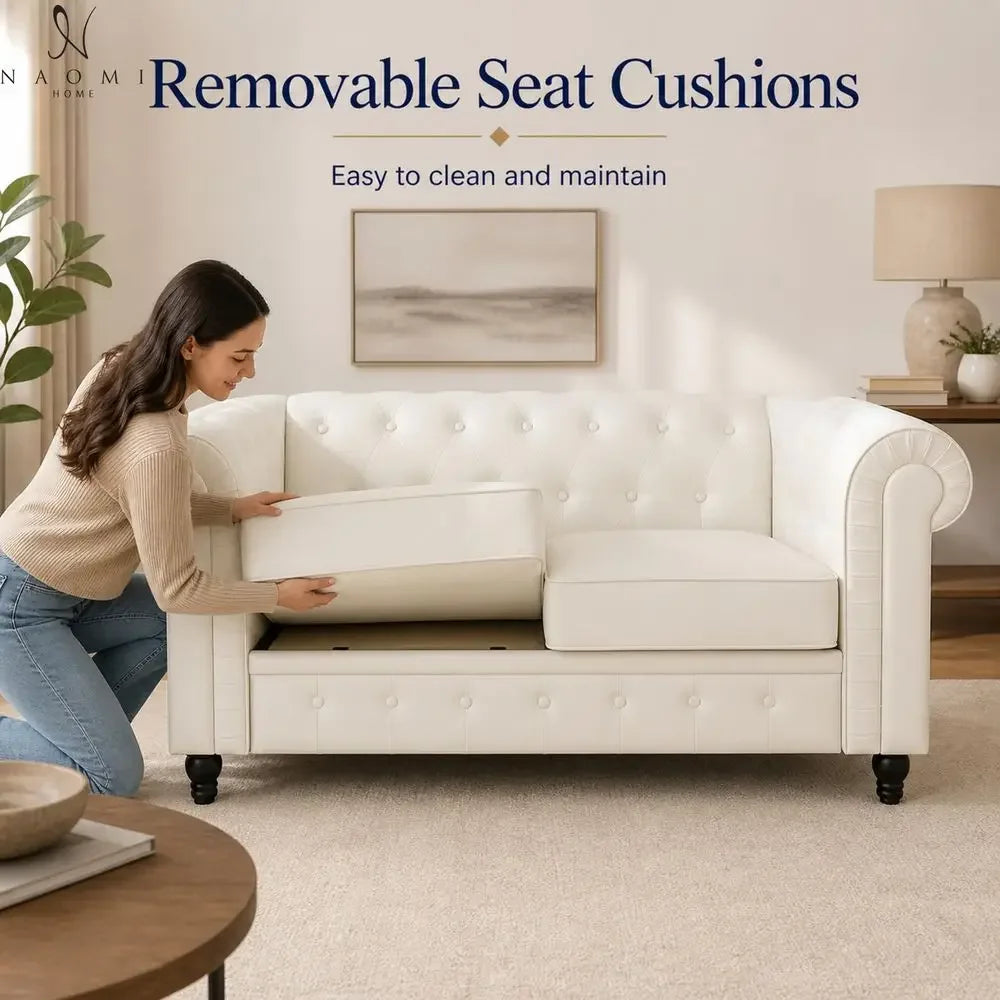Modern Faux Leather Office Loveseat