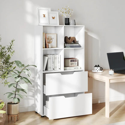 Cube Bookcase with Drawers | 4-Cube Storage Shelf