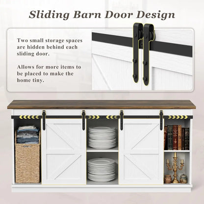 Farmhouse  Style TV Stand with Sliding Barn Doors