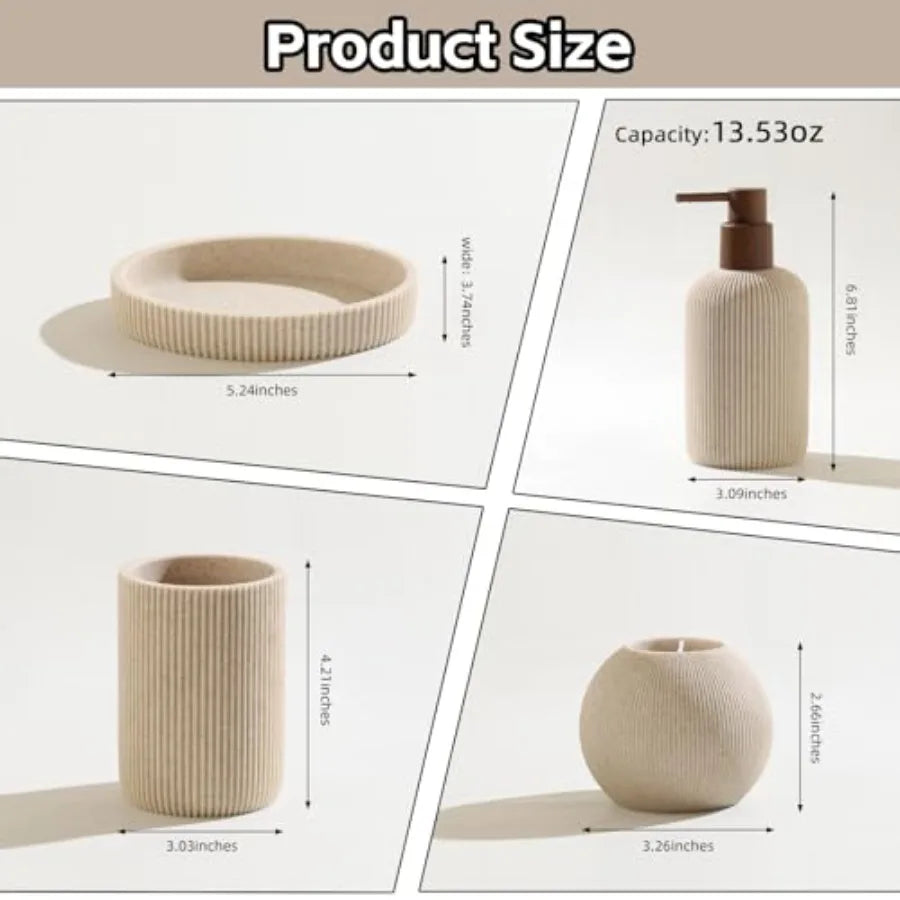 5 PCS Sandstone Look Bathroom Accessory Set