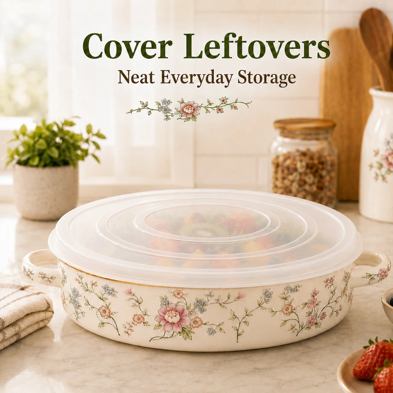 Vintage Floral Enamel Pie Pan